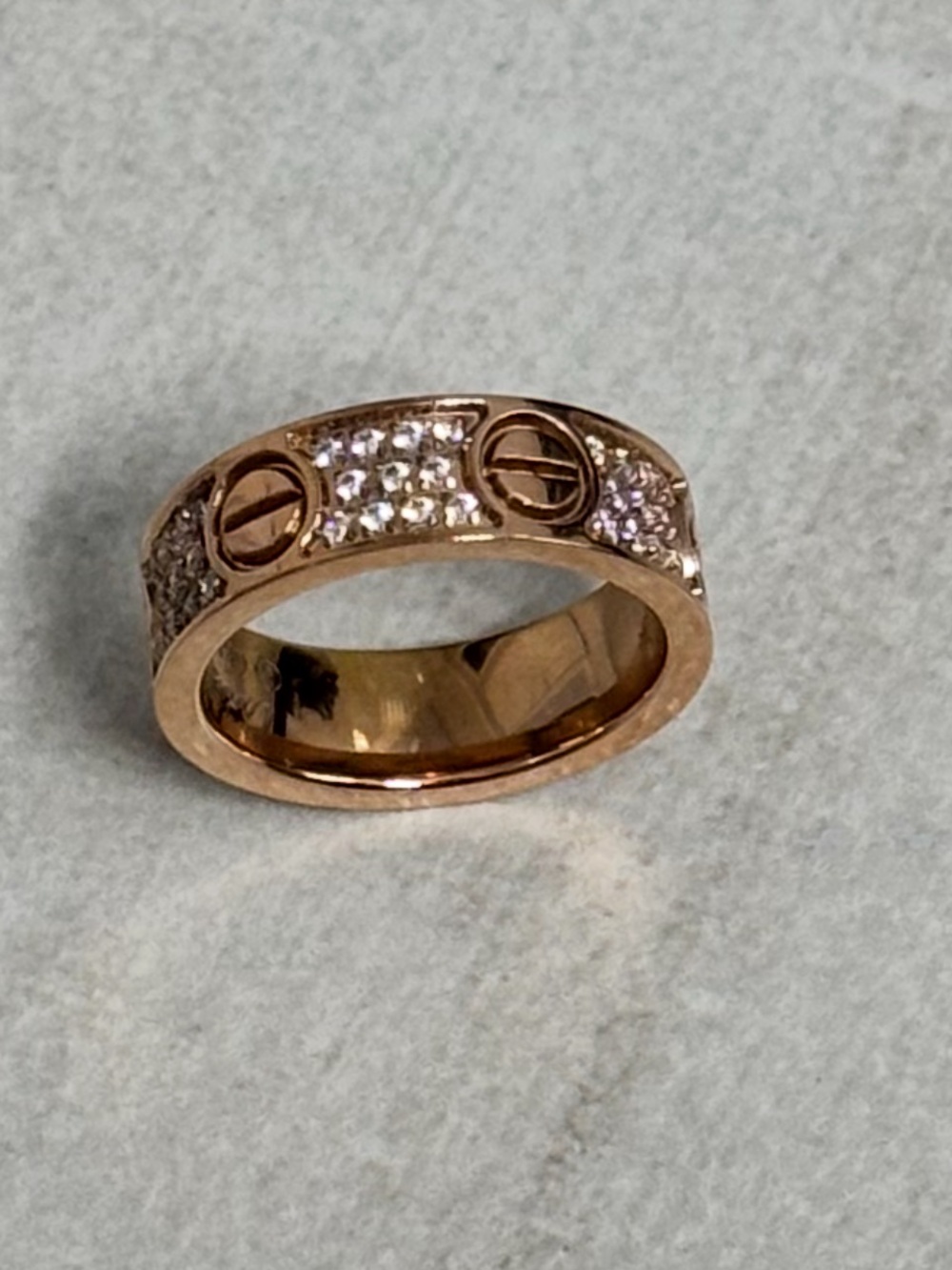 Rose Gold Paved Crystal 6mm Band Ring